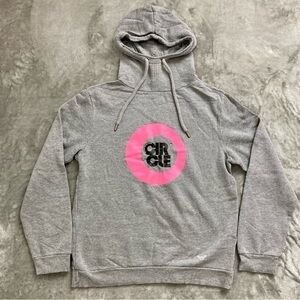 Emporio Armani Women's XXL Light Grey Circle Logo Hoodie Oversized Unisex